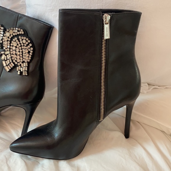 NEW Gorgeous Black Leather MK boots Crystal Accents - Picture 4 of 5